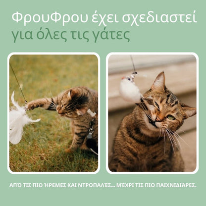 Διαδραστικό παιχνίδι για γάτες, με φτερά, αναρτημένο και αναπηδητικό