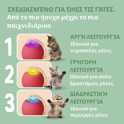 Έξυπνη μπάλα για γάτες, 100% αυτόνομη, σχεδιασμένη να μιμείται πραγματικό θήραμα.
